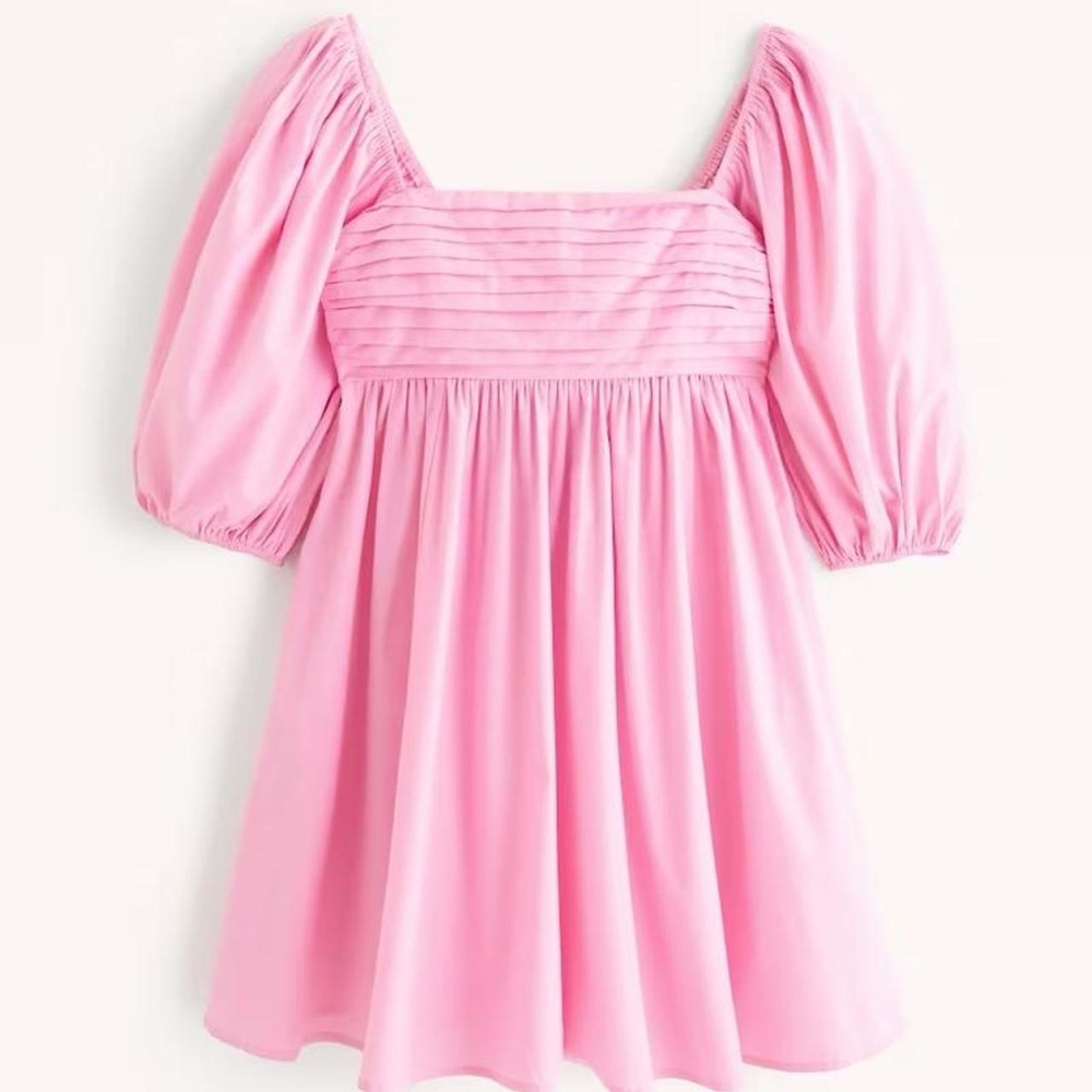 Abercrombie Emerson Poplin Puff Sleeve Mini Dress Pink